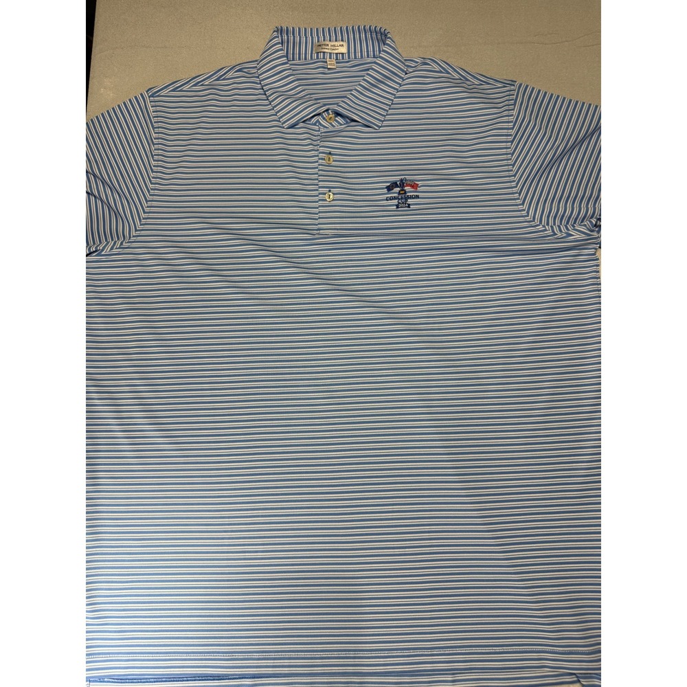 Peter Millar Summer Comfort Polo Mens XXL Blue Stripe 2024 Concession Cup Golf